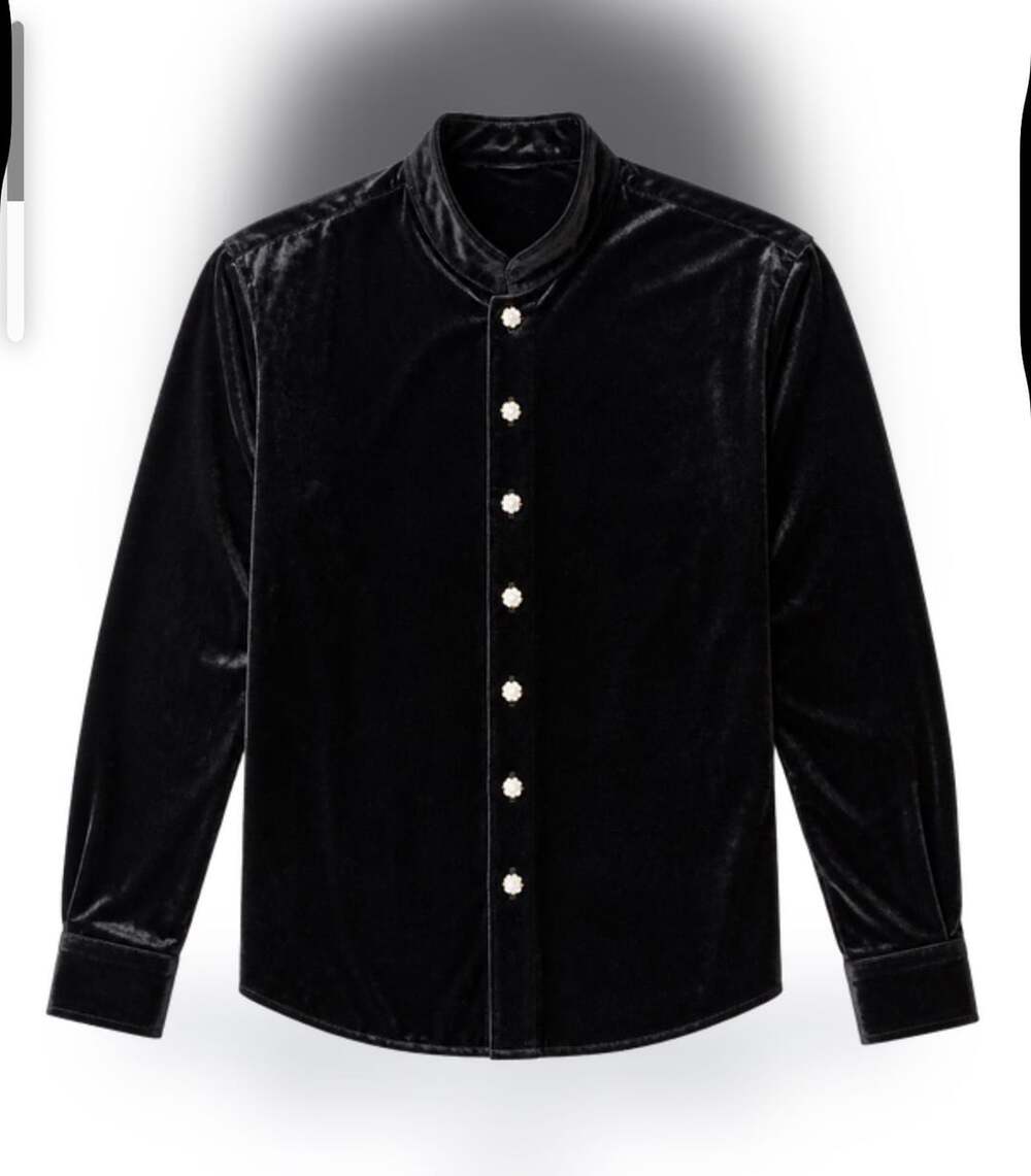 Panhandle Slim P.S. Rhinestones Velvet Shirt Size L Black Western